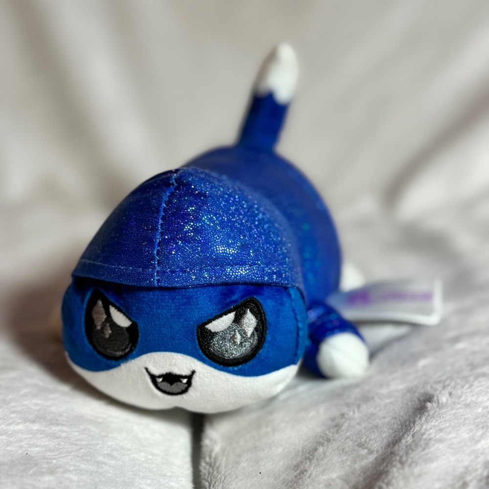 Aphmau MeeMeows Glitter PIERCE Mystery 6" Plush Blue Cat Kitty With Hoodie